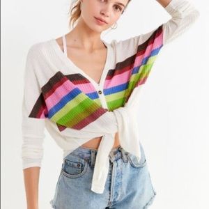 UO Jojo Oversized Thermal Button-Front Top